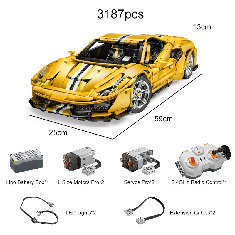 Cada 3187PCS City Drift Racing Car Building Blocks Remote Control Super Sports Vehicle Bricks Children Boys Gifts Toys