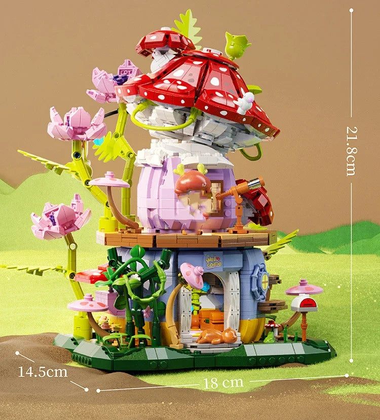 Flowers Carrot House Mushroom House Mini Building Blocks Carrot Forest House Bricks Set With Lights Children's Toys Gifts