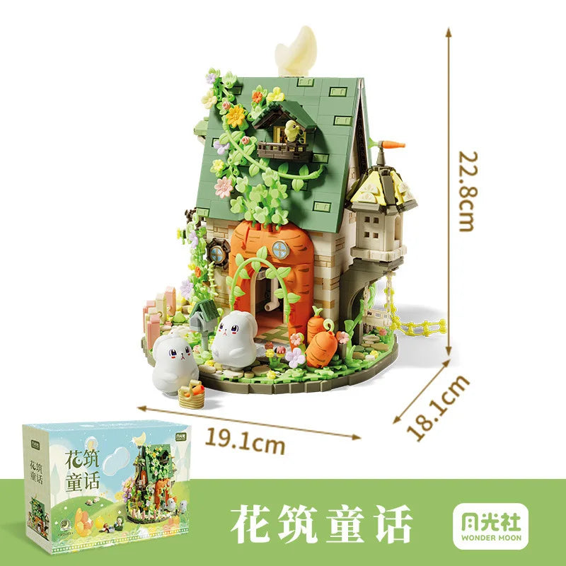 Flowers Carrot House Mushroom House Mini Building Blocks Carrot Forest House Bricks Set With Lights Children's Toys Gifts