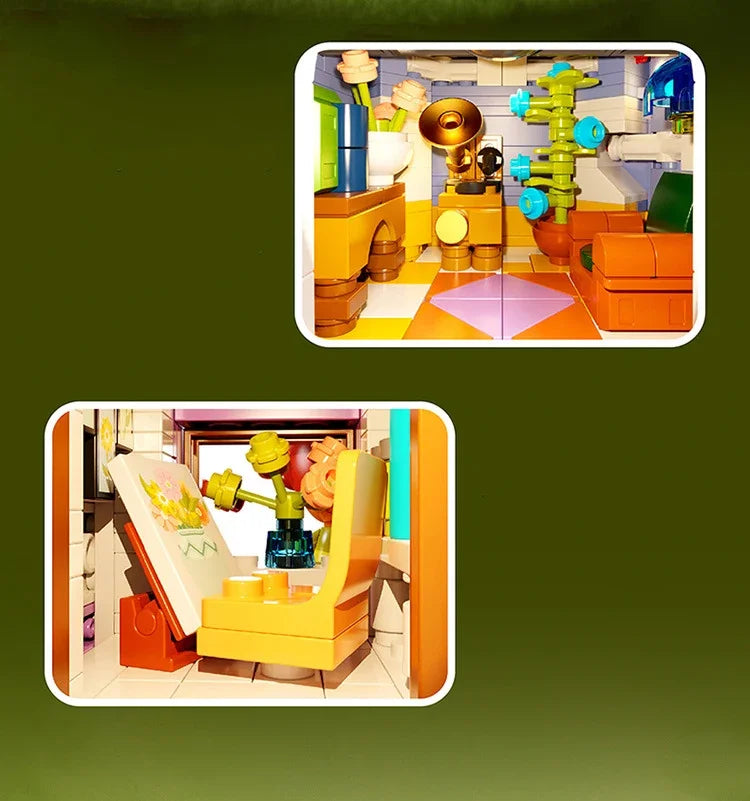 Flowers Carrot House Mushroom House Mini Building Blocks Carrot Forest House Bricks Set With Lights Children's Toys Gifts