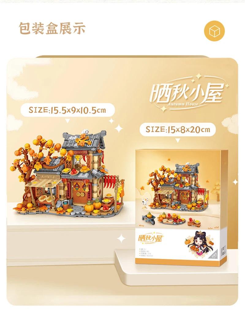 Loz Autumn Harvest Cottage Farm Pumpkin House With Lighting Building Blocks Toys Creative Mini Assembly Sets For Children Gifts