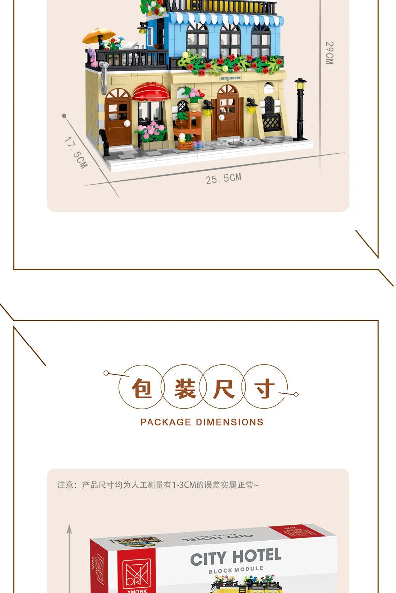 1443-1489pcs Creative City Cafe Light Streetview Building Blocks Bricks Model Sets MOC Modular Architecture Boys Toys Kids Gifts
