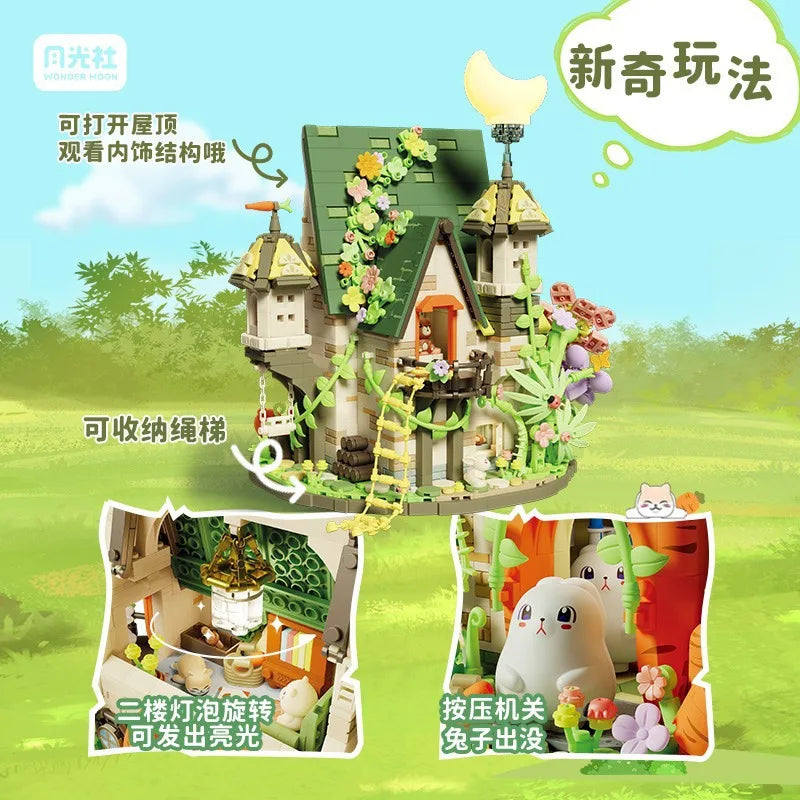 Flowers Carrot House Mushroom House Mini Building Blocks Carrot Forest House Bricks Set With Lights Children's Toys Gifts