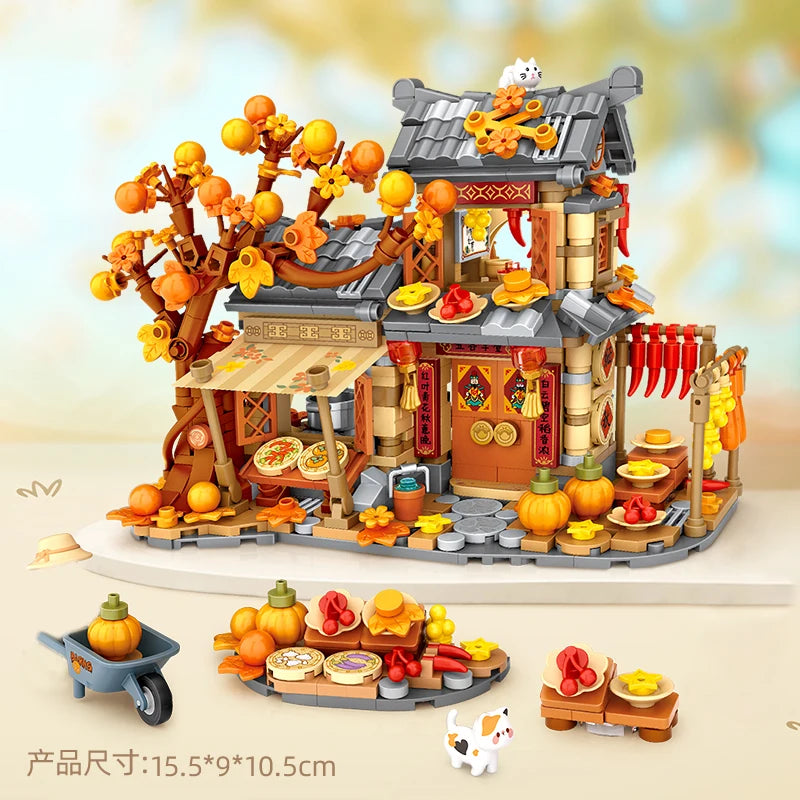 Loz Autumn Harvest Cottage Farm Pumpkin House With Lighting Building Blocks Toys Creative Mini Assembly Sets For Children Gifts