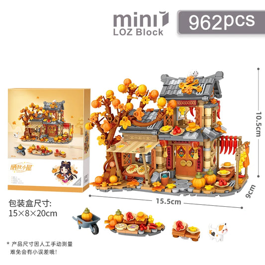 Loz Autumn Harvest Cottage Farm Pumpkin House With Lighting Building Blocks Toys Creative Mini Assembly Sets For Children Gifts