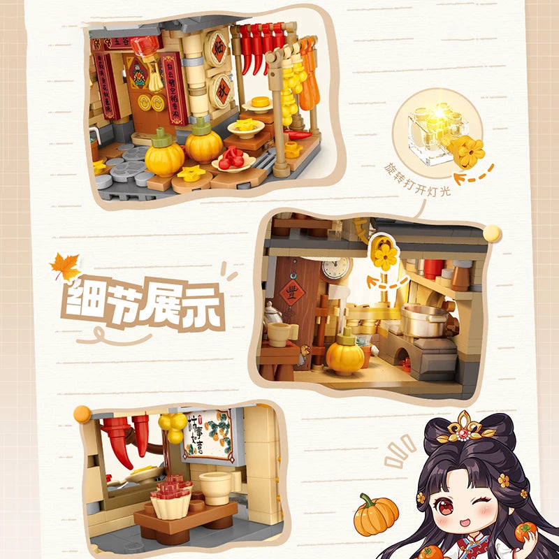 Loz Autumn Harvest Cottage Farm Pumpkin House With Lighting Building Blocks Toys Creative Mini Assembly Sets For Children Gifts