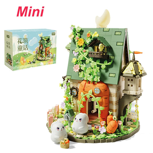 Flowers Carrot House Mushroom House Mini Building Blocks Carrot Forest House Bricks Set With Lights Children's Toys Gifts